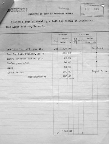 estimate of cost for bell