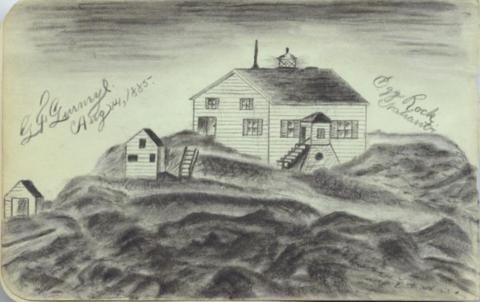 early drawing of the island lighthouse