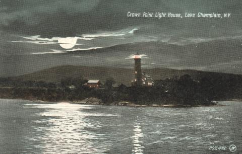night view post card with light on