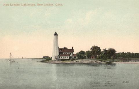 illustrated post card of light station on peninsula