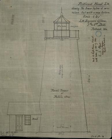 Portland Head drawing of tower