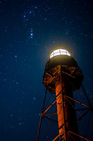 lantern lit at night