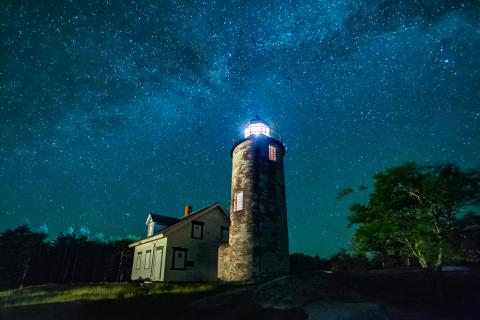 baker Island Lighthouse at night
