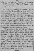 newspaper clipping about storm damage at lighthouse