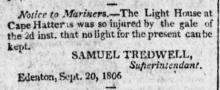 newspaper clipping about storm damage at lighthouse