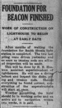 newspaper clipping about lighthouse construction 