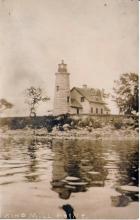 Windmill Point Lighthouse and keeper's house real photo postcard