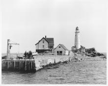 black & white photo of the lighthouse station 