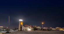 station at night