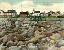 color postcard of the area and the lighthouse