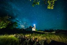 Baker Island Lighthouse and Stone Wall