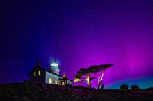 aurora behind the lighthouse