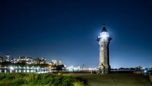 Big Dipper behind lighthouse
