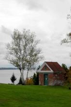 oil house and water behind