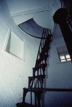 steep upper level staircase to lantern
