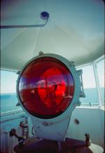 modern lamp with red glass